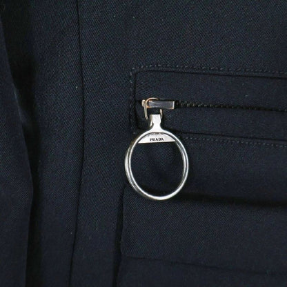 Prada Sport Rubber Patch Logo Nylon Multi-Pocket Zip Up Filling Long Jacket