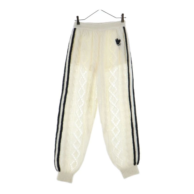 Gucci X Adidas Trefoil Logo Side Line Mohair Knit Track Pants Ivory Women's