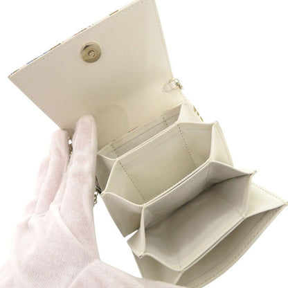 Christian Dior Card Holder Floral Leather Ivory Shoulder Bag 0125 Christian Dior