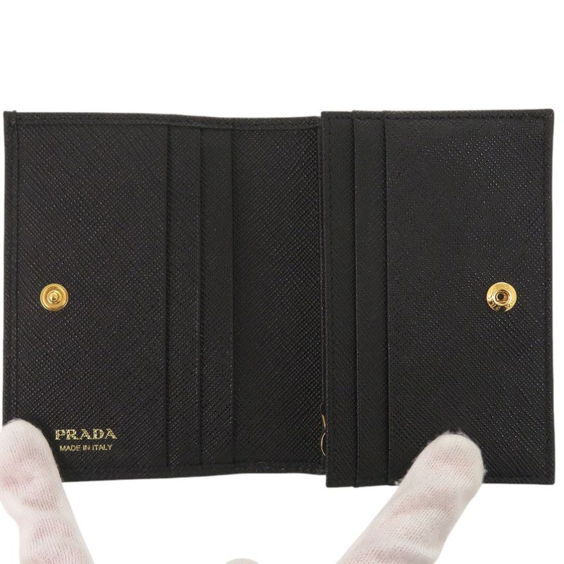 Prada 1mv021 Saffiano Leather Black Bifold Wallet Black 0741 Prada