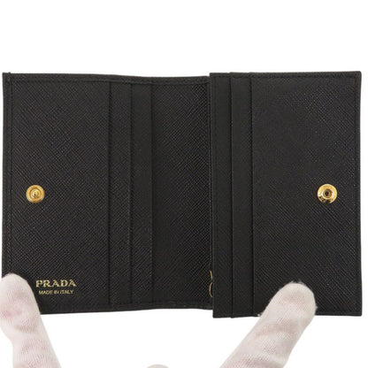 Prada 1mv021 Saffiano Leather Black Bifold Wallet Black 0741 Prada