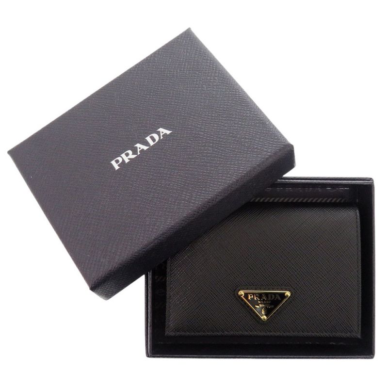 Prada 1mv021 Saffiano Leather Black Bifold Wallet Black 0741 Prada