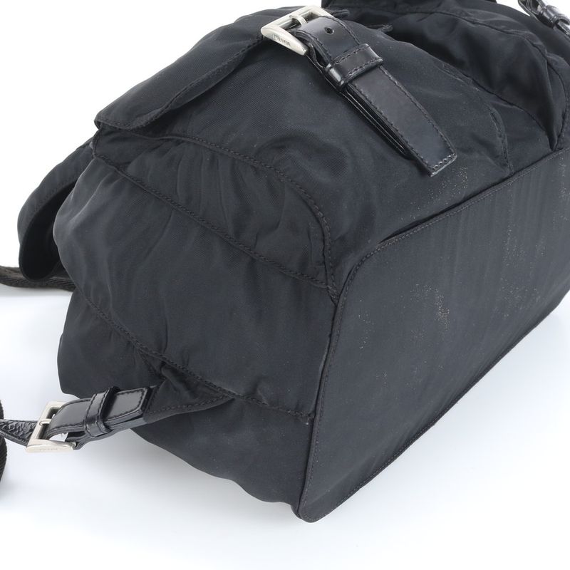 Prada Tessuto Nylon Leather Rucksack Sac Backpack Shoulder Bag Black Women's
