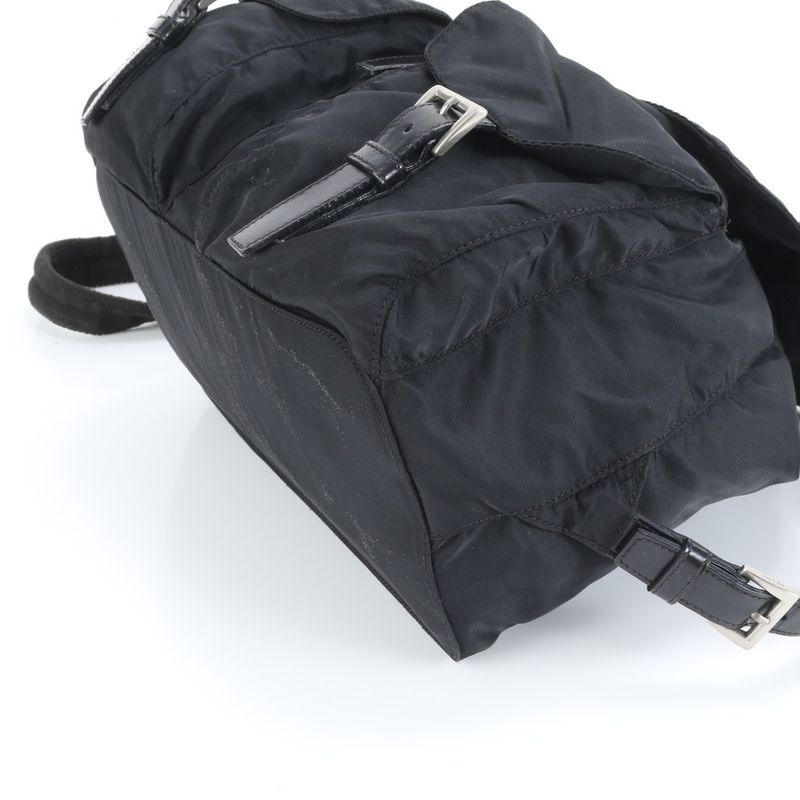 Prada Tessuto Nylon Leather Rucksack Sac Backpack Shoulder Bag Black Women's