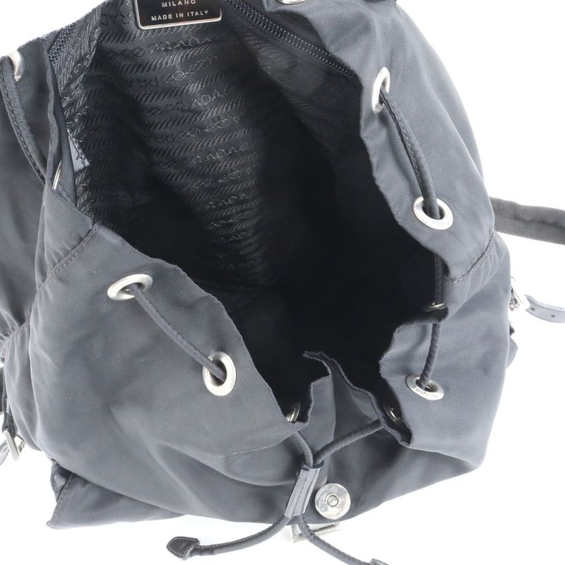 Prada Tessuto Nylon Leather Rucksack Sac Backpack Shoulder Bag Black Women's