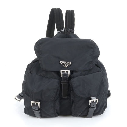 Prada Tessuto Nylon Leather Rucksack Sac Backpack Shoulder Bag Black Women's