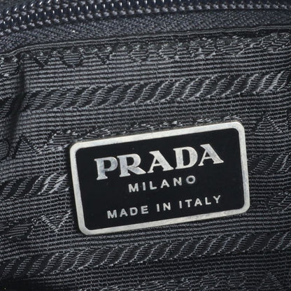 Prada Tessuto Nylon Triangle Logo Leather Shoulder Bag Crossbody Black Genuine