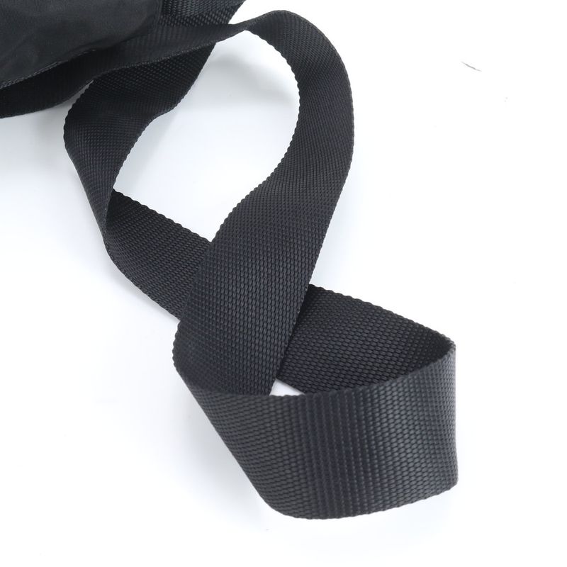 Prada Tessuto Nylon Triangle Logo Leather Shoulder Bag Crossbody Black Genuine