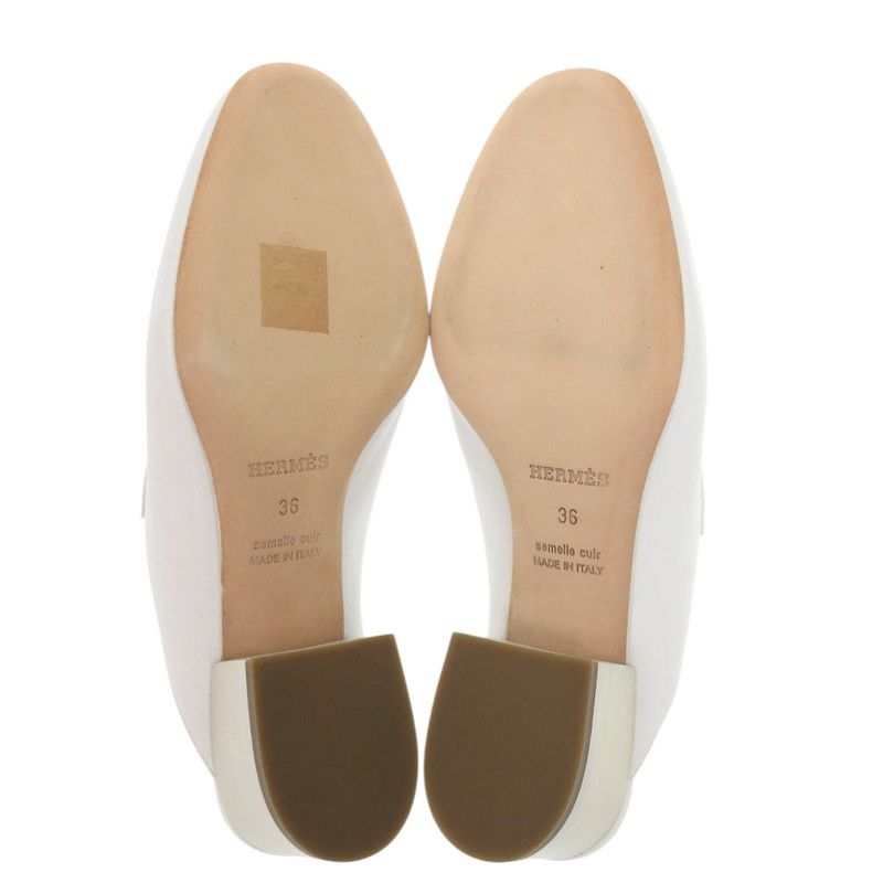 Unused Hermes Tuileries Mules 191096z Fringe Leather White 1119 Hermes