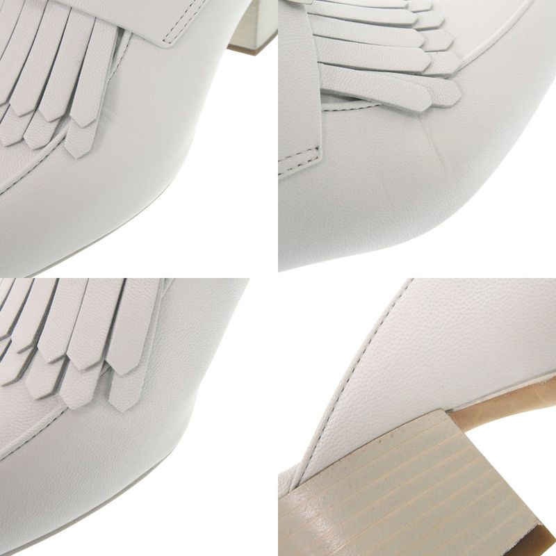 Unused Hermes Tuileries Mules 191096z Fringe Leather White 1119 Hermes