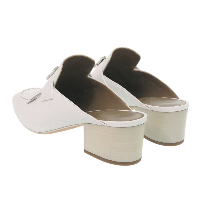 Unused Hermes Tuileries Mules 191096z Fringe Leather White 1119 Hermes