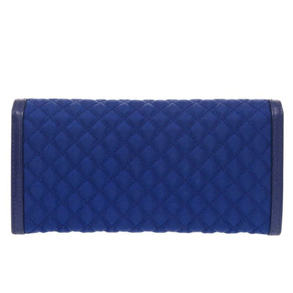 Prada 1m1132 Quilted Nylon Leather Blue Long Wallet Blue 0199 Prada