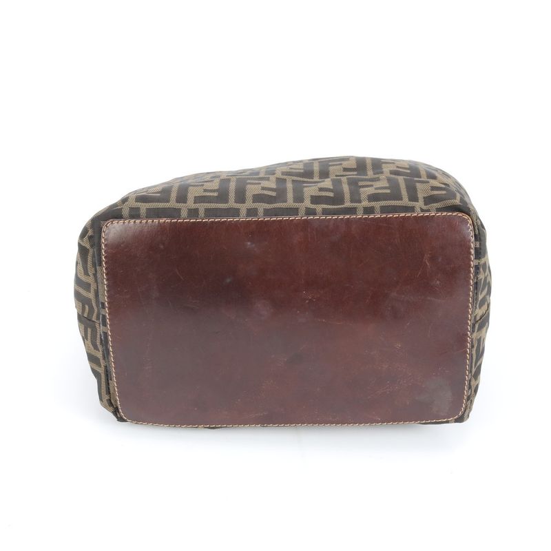 Fendi Zucca Hobo Shoulder Bag Shoulder Hand Brown Leather Women's Eum Dd28-8