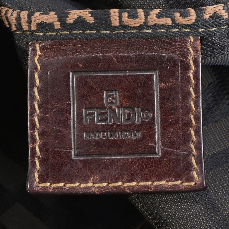 Fendi Zucca Hobo Shoulder Bag Shoulder Hand Brown Leather Women's Eum Dd28-8