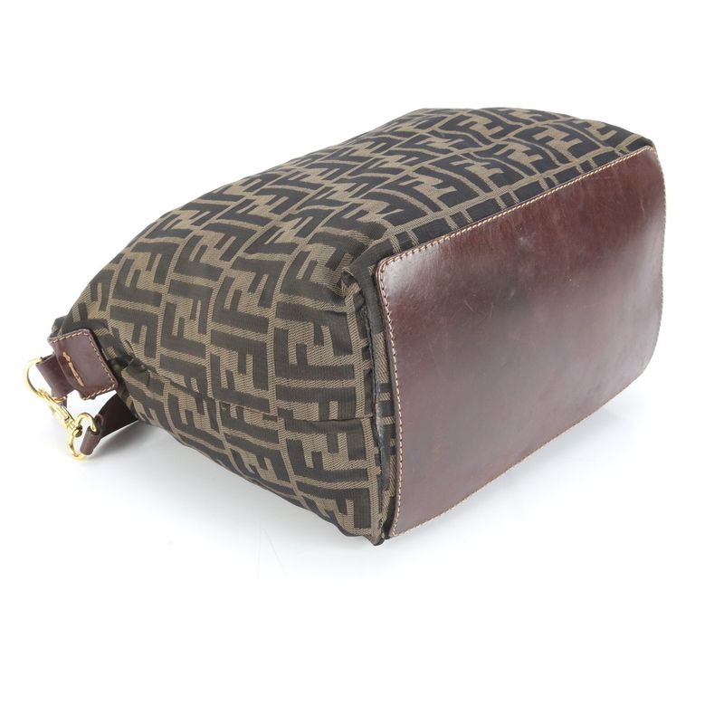 Fendi Zucca Hobo Shoulder Bag Shoulder Hand Brown Leather Women's Eum Dd28-8