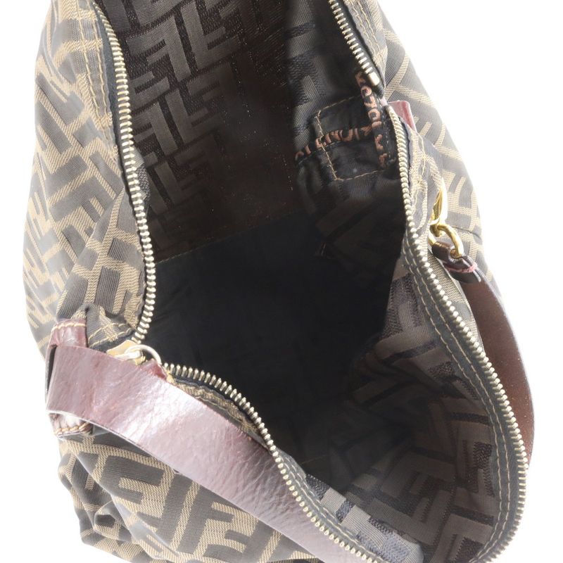 Fendi Zucca Hobo Shoulder Bag Shoulder Hand Brown Leather Women's Eum Dd28-8