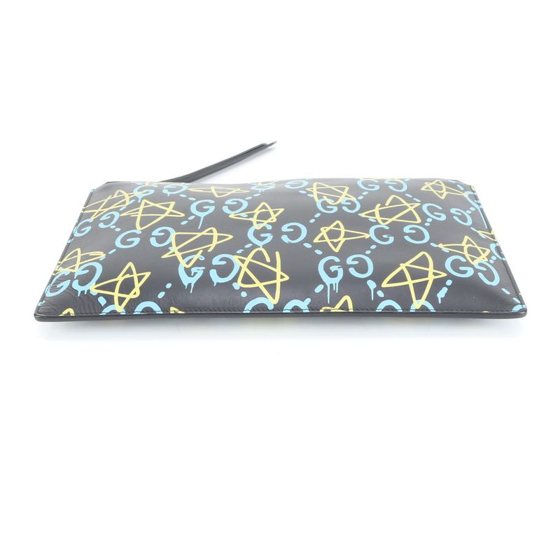 Gucci Ghost Leather Second Bag 445597 Clutch Pouch Commuting Business Genuine