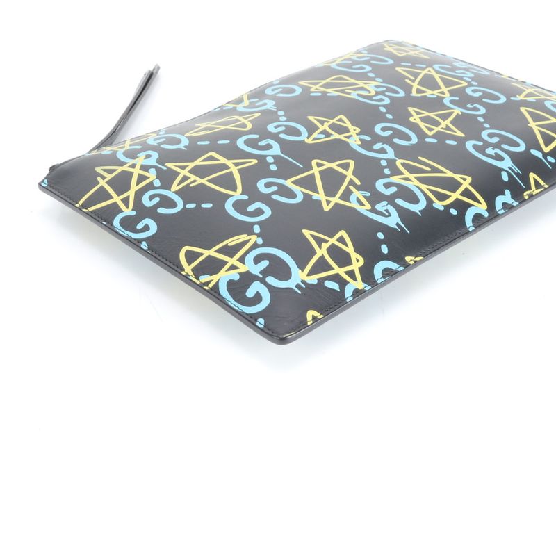 Gucci Ghost Leather Second Bag 445597 Clutch Pouch Commuting Business Genuine