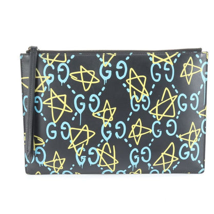 Gucci Ghost Leather Second Bag 445597 Clutch Pouch Commuting Business Genuine