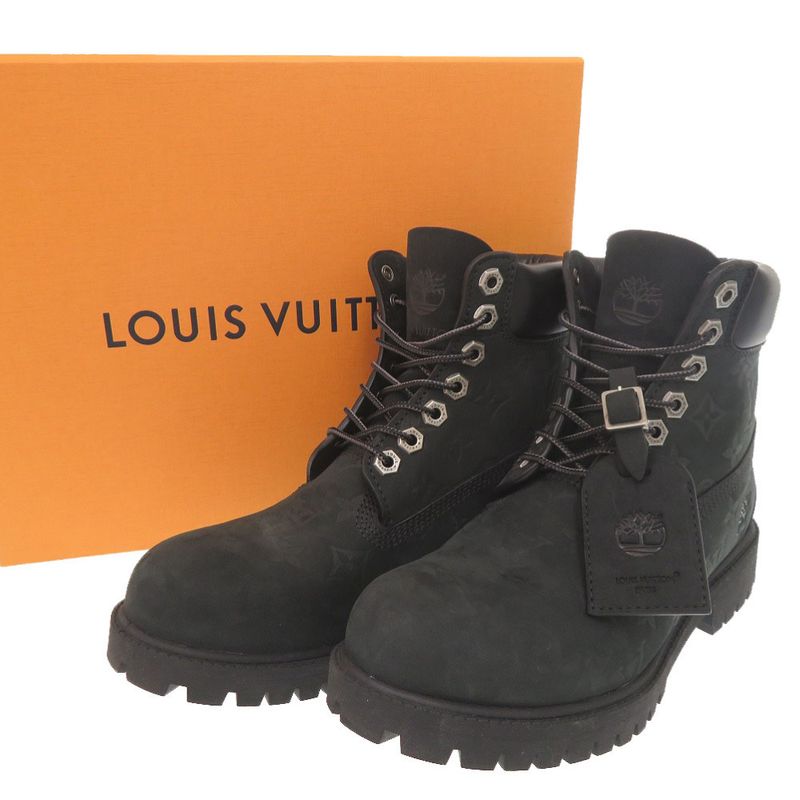 Louis Vuitton × Timberland 6-in Ankle Boots Size 7 Nuba Cles Leather Black