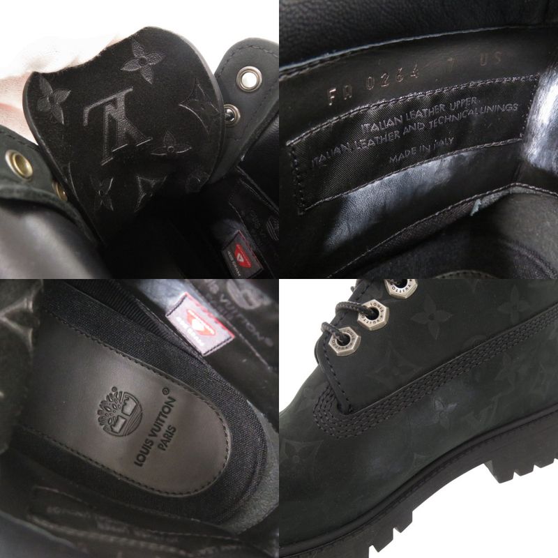 Louis Vuitton × Timberland 6-in Ankle Boots Size 7 Nuba Cles Leather Black