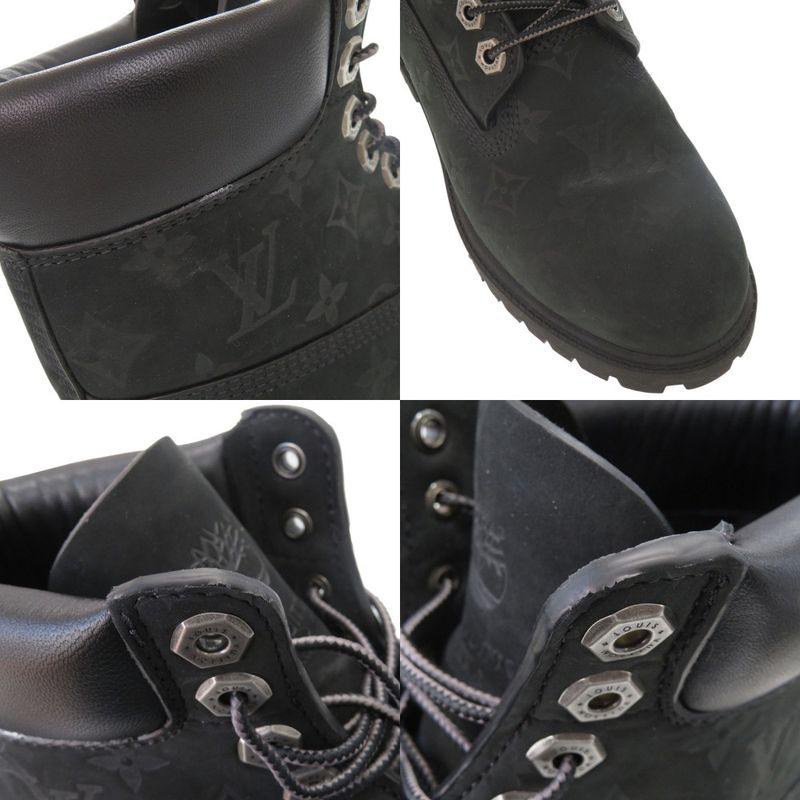 Louis Vuitton × Timberland 6-in Ankle Boots Size 7 Nuba Cles Leather Black
