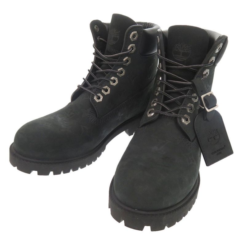 Louis Vuitton × Timberland 6-in Ankle Boots Size 7 Nuba Cles Leather Black