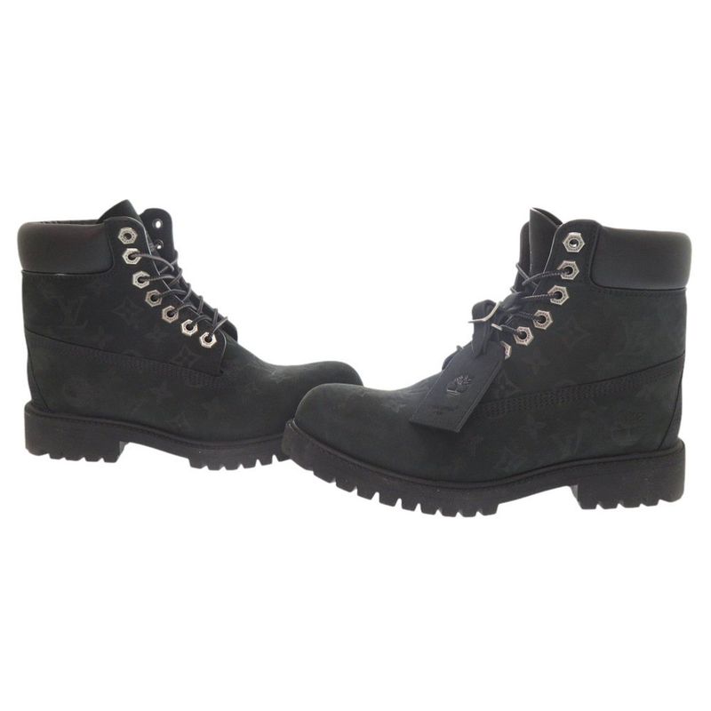 Louis Vuitton × Timberland 6-in Ankle Boots Size 7 Nuba Cles Leather Black