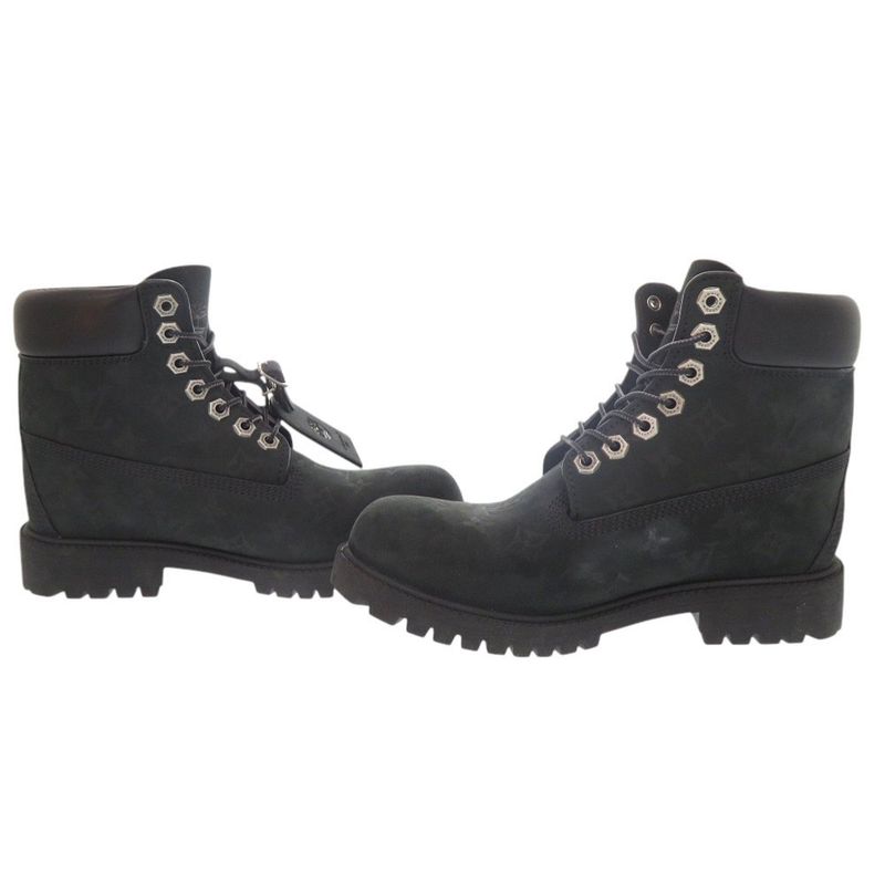 Louis Vuitton × Timberland 6-in Ankle Boots Size 7 Nuba Cles Leather Black