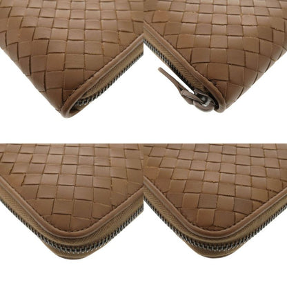 Bottega Veneta Intrecciato Leather Brown Round Zipper Long Wallet Brown 1467