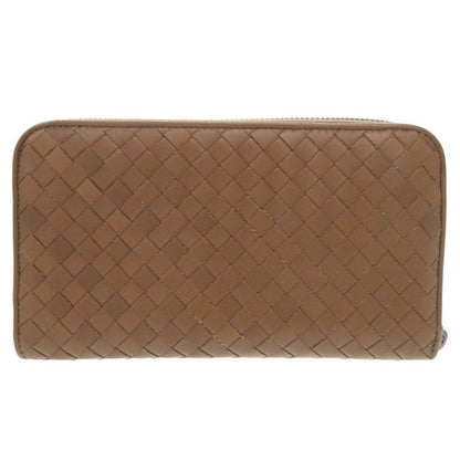 Bottega Veneta Intrecciato Leather Brown Round Zipper Long Wallet Brown 1467