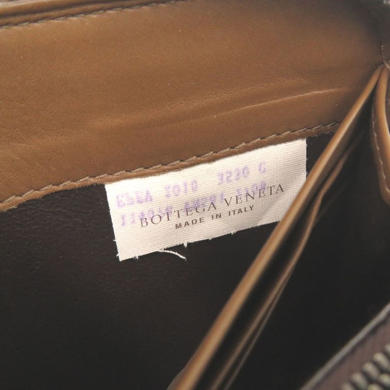 Bottega Veneta Intrecciato Leather Brown Round Zipper Long Wallet Brown 1467
