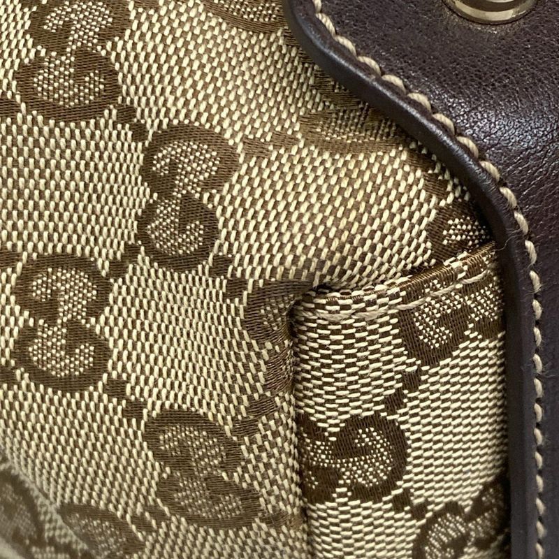 Gucci Tote Bag GG Pattern Horsebit 162900 Dark Brown X Beige Leather