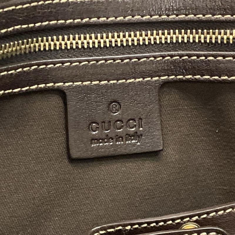 Gucci Tote Bag GG Pattern Horsebit 162900 Dark Brown X Beige Leather