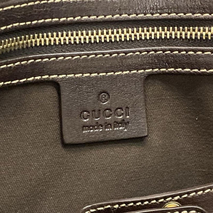 Gucci Tote Bag GG Pattern Horsebit 162900 Dark Brown X Beige Leather