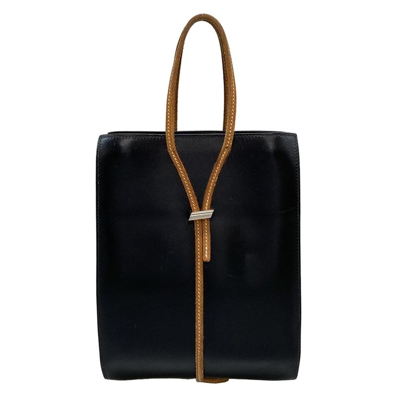 Hermes Tote Bag Gerboise Black X Brown X Orange Silver Hardware Inner Bag