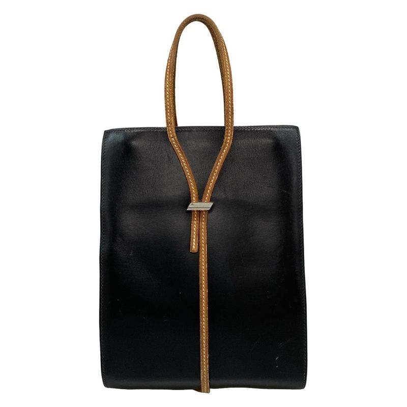 Hermes Tote Bag Gerboise Black X Brown X Orange Silver Hardware Inner Bag