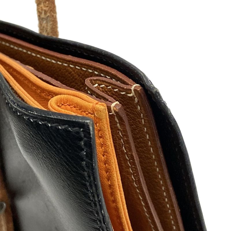 Hermes Tote Bag Gerboise Black X Brown X Orange Silver Hardware Inner Bag