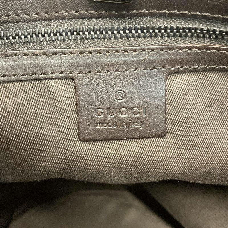 Gucci Tote Bag GG Pattern 106240 Dark Brown X Beige Leather