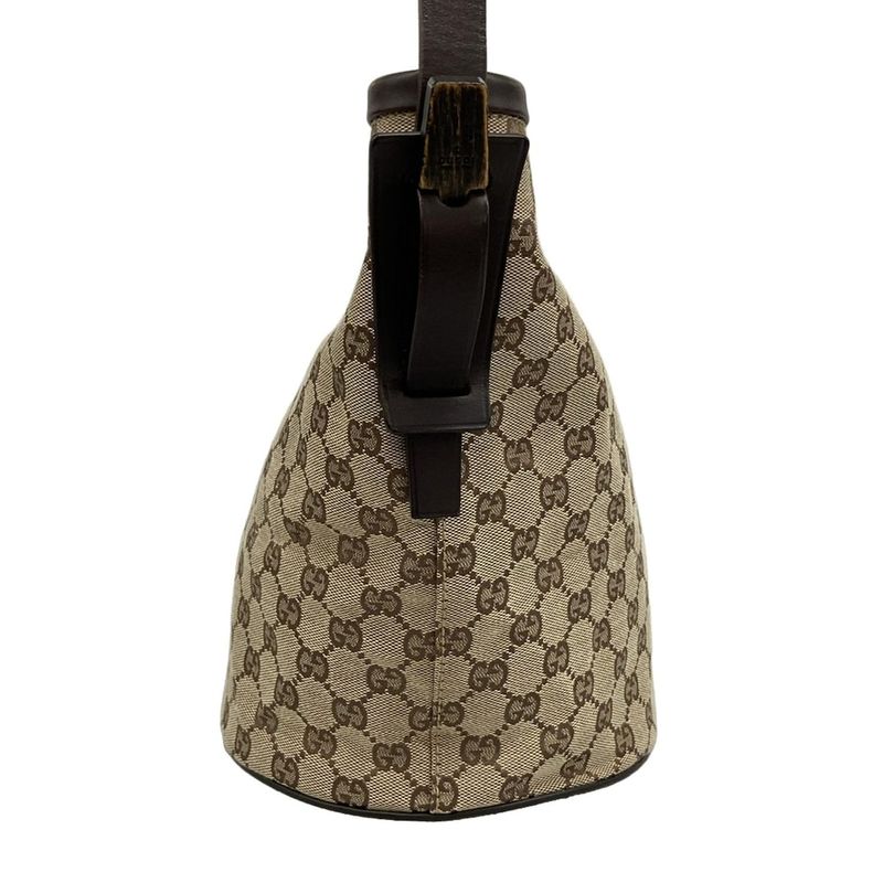 Gucci Tote Bag GG Pattern 106240 Dark Brown X Beige Leather