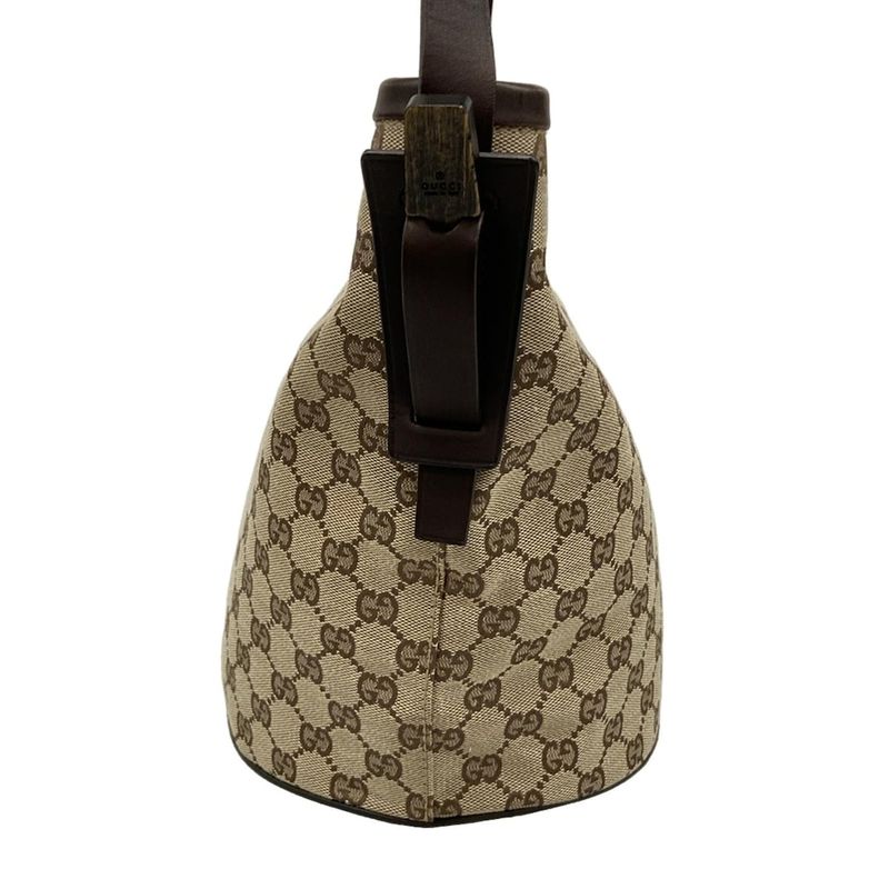 Gucci Tote Bag GG Pattern 106240 Dark Brown X Beige Leather