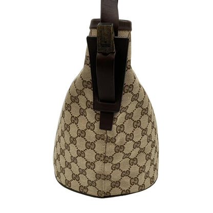 Gucci Tote Bag GG Pattern 106240 Dark Brown X Beige Leather