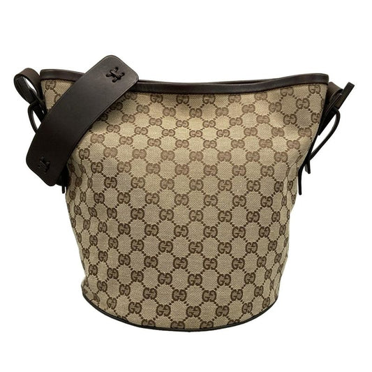 Gucci Tote Bag GG Pattern 106240 Dark Brown X Beige Leather