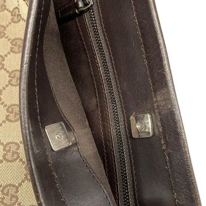 Gucci Tote Bag GG Pattern 106240 Dark Brown X Beige Leather