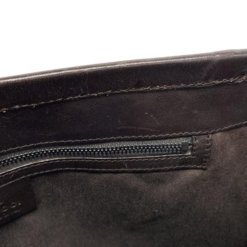 Gucci Tote Bag GG Pattern 106240 Dark Brown X Beige Leather