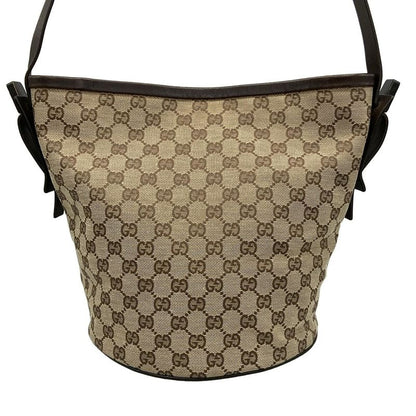 Gucci Tote Bag GG Pattern 106240 Dark Brown X Beige Leather