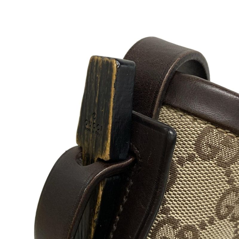 Gucci Tote Bag GG Pattern 106240 Dark Brown X Beige Leather