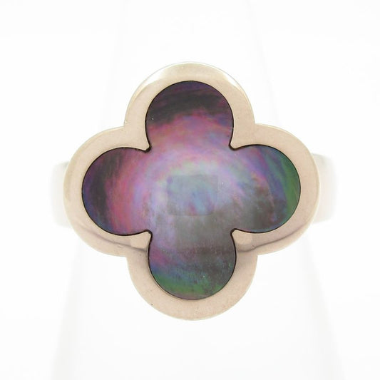 Van Cleef & Arpels Ring 53 Pure Alhambra 18k White Gold X Gray Mother of Pearl