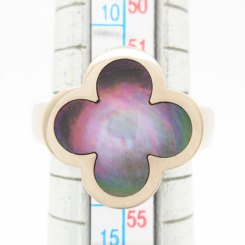Van Cleef & Arpels Ring 53 Pure Alhambra 18k White Gold X Gray Mother of Pearl