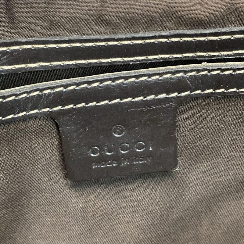 Gucci Tote Bag GG Supreme 203494 Beige X Dark Brown Leather